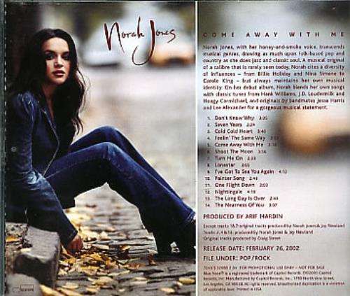 Norah Jones Come Away With Me US Promo CD album (CDLP) (222812)